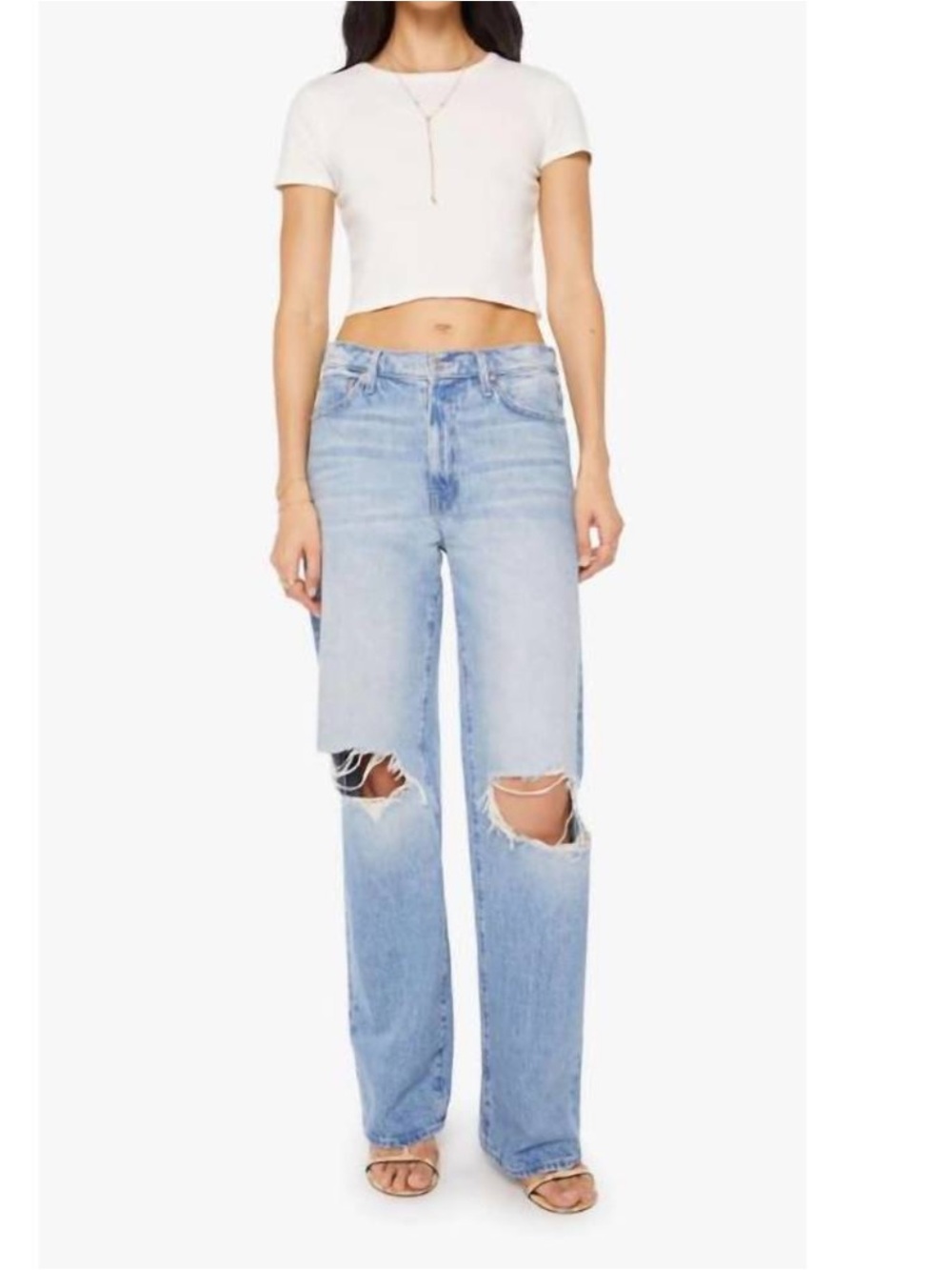 NEW MOTHER dodger sneak straight leg jeans in floral frenzy 24